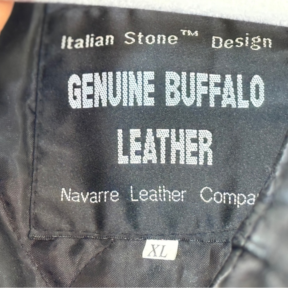 Vintage Navarre Genuine Buffalo Leather Fringe Vest XL – Italian Stone - Picture 16 of 17